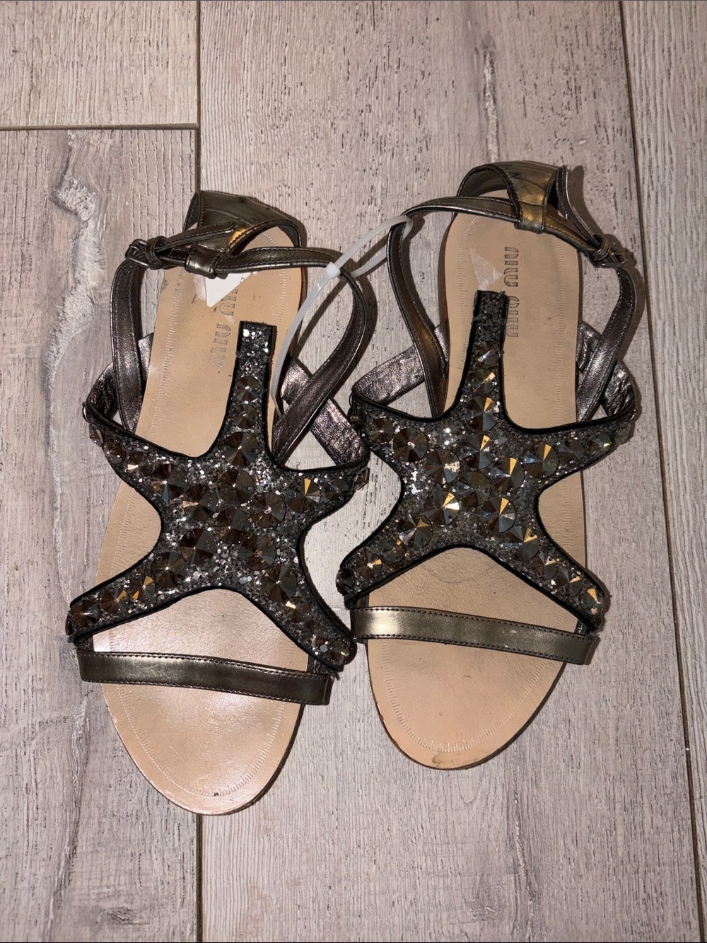 Miu Miu 36 sandals starfish studded diamonds missing top strap open offers